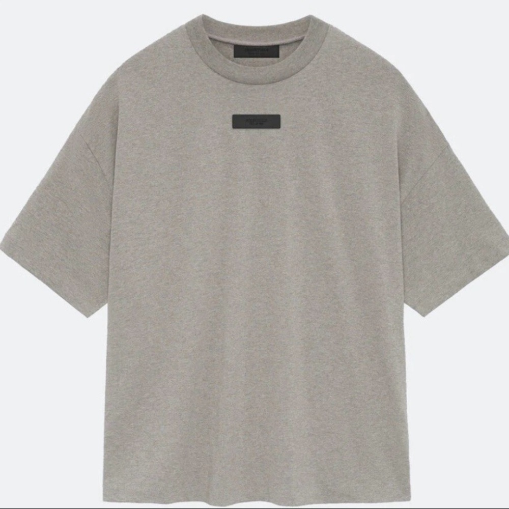 Fear of God Essentials S/S T-shirt with black logo patch in heather grey
